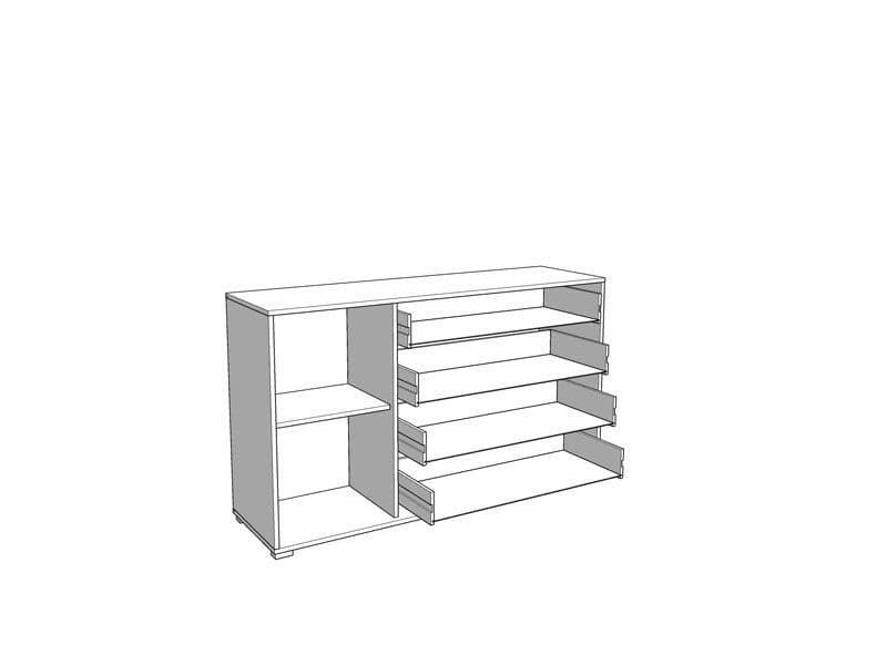 Corur Oak & Black Sideboard - 4 Drawer Storage