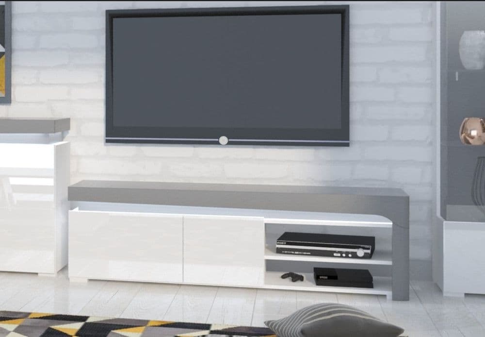 Belar Grey & White TV Unit - Gloss Finish