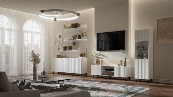 Ralas Matte White Display Cabinet - Tall Design