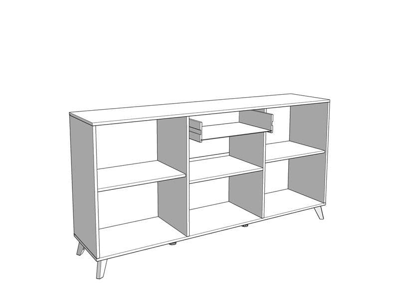 Darel Oak & White Sideboard - Slatted Design