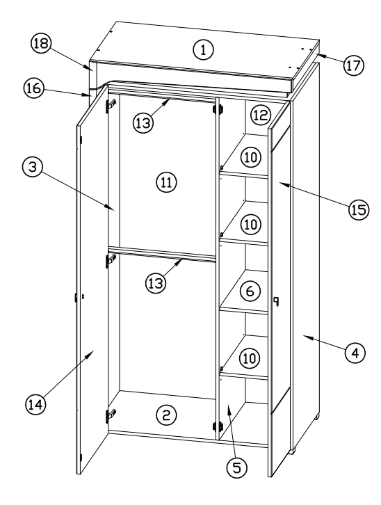 Wenor Oak & White Wardrobe - LED Lights