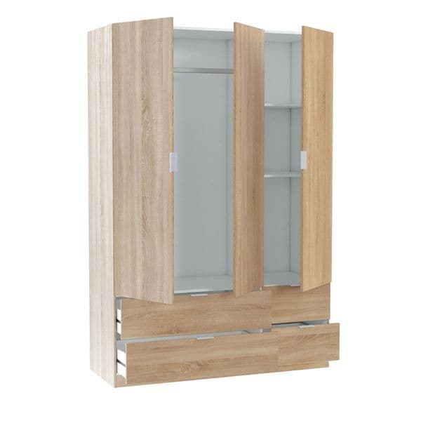 Xanis Oak Effect Wardrobe - 3 Door, 4 Drawer