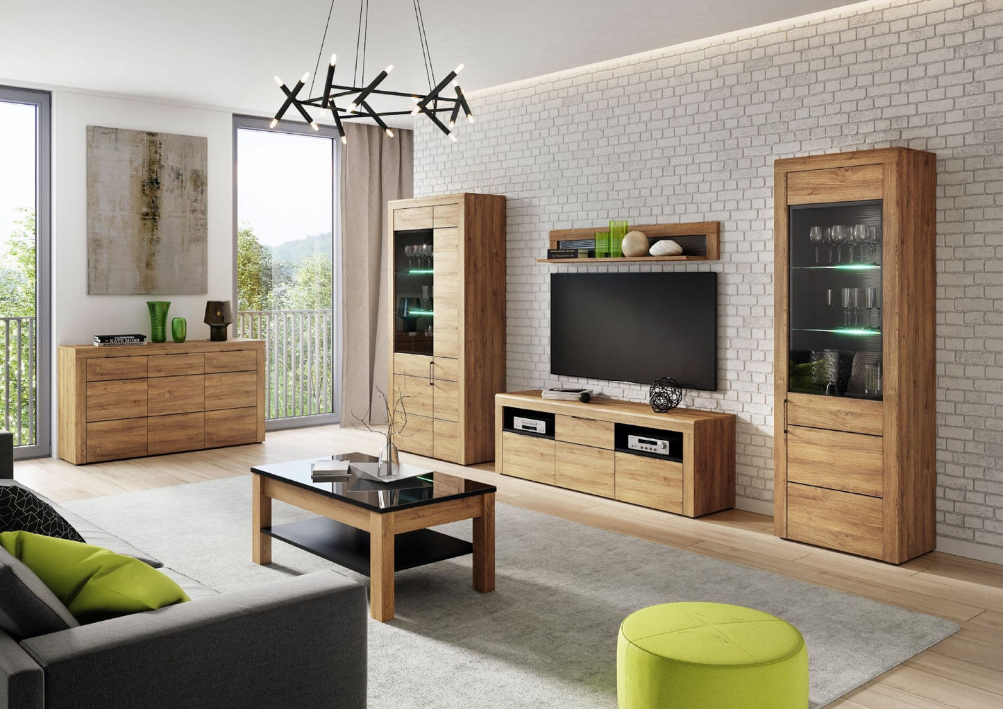 Lorus Oak & Black Coffee Table - Modern Design