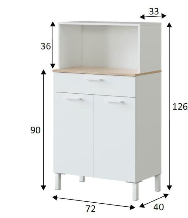 Lorel White & Oak Kitchen Cupboard - 2 Door