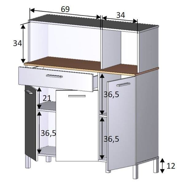 Peris White & Oak Kitchen Cupboard - 3 Door
