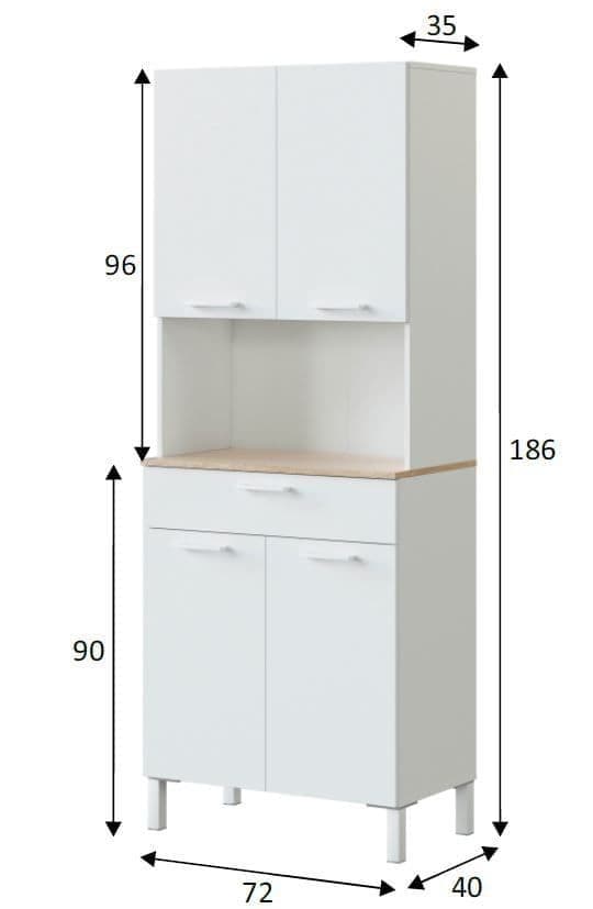 Yelus White & Oak Kitchen Cupboard - 4 Door