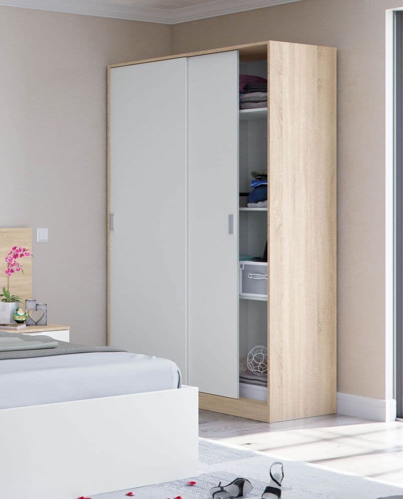 Elil White Sliding Wardrobe - 2 Door, 120cm