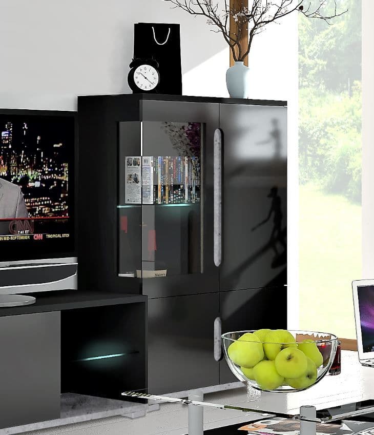 Yelir Black & Grey Display Cabinet - Low Profile