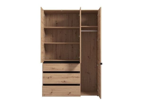 Marix Oak Mirrored Wardrobe - 3 Door, 3 Drawer