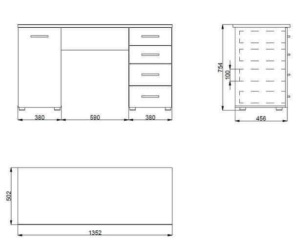 Noris White Matt Desk - Modern Office