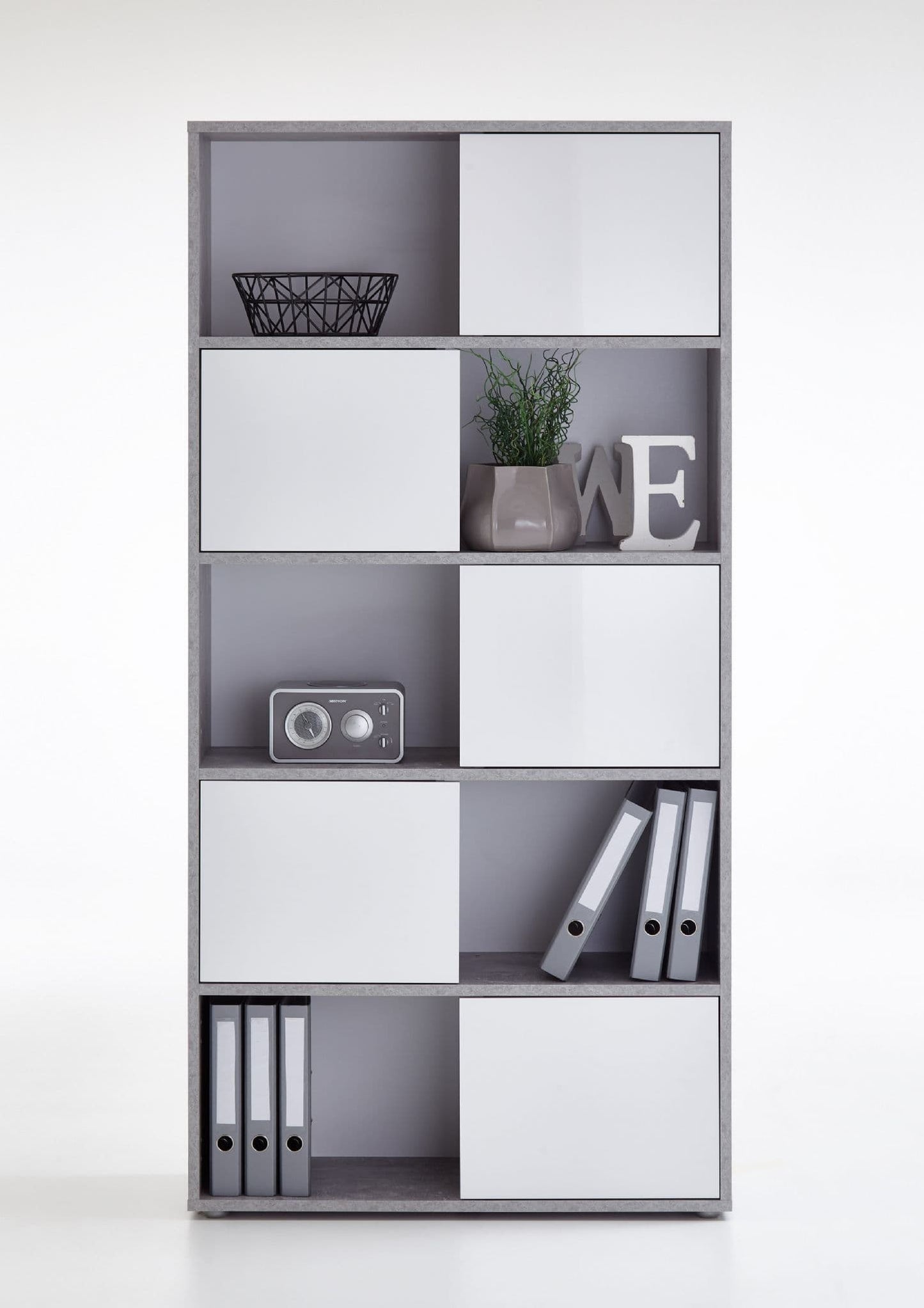 Xanen Grey & White Tall Bookcase