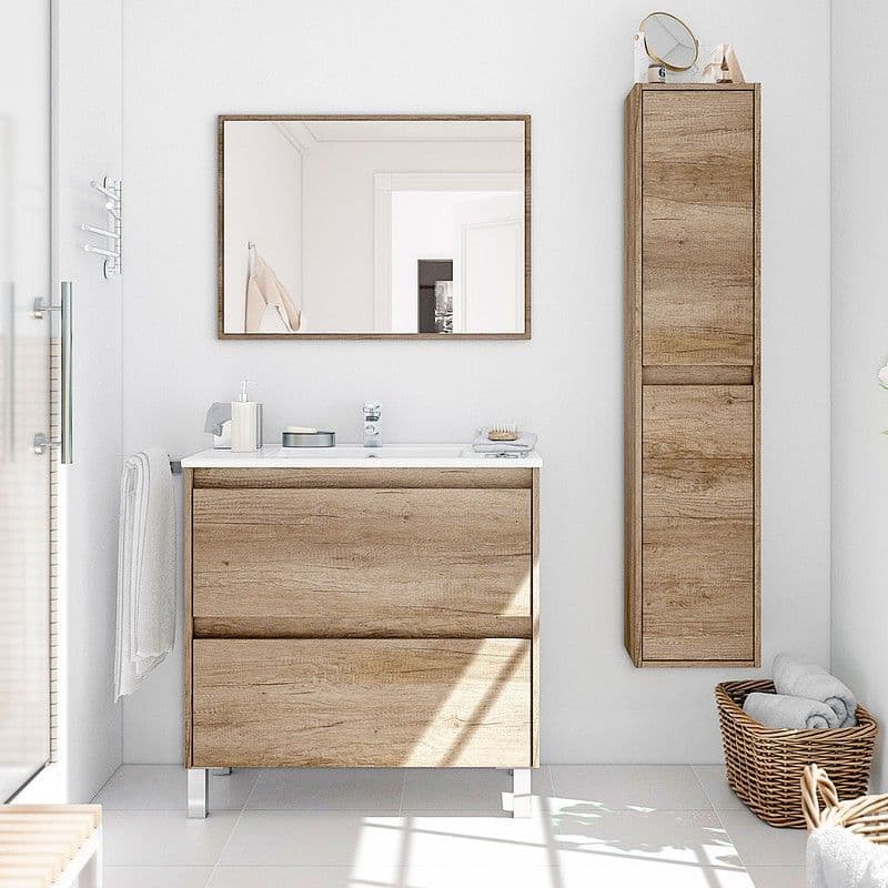 Yelis Oak Bathroom Cupboard - Wall Mounted