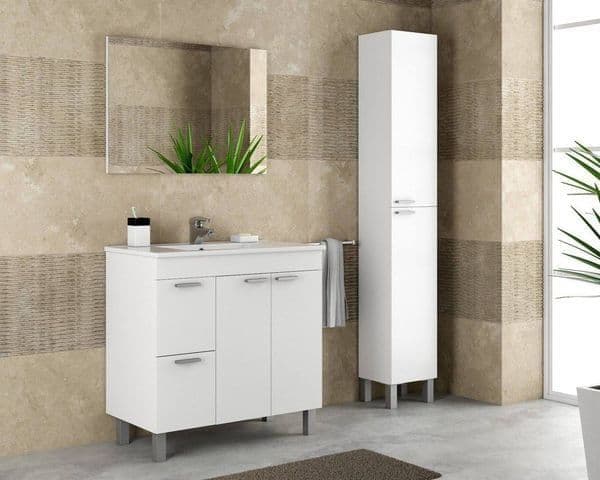 Ralion White Bathroom Vanity - Sink & Mirror