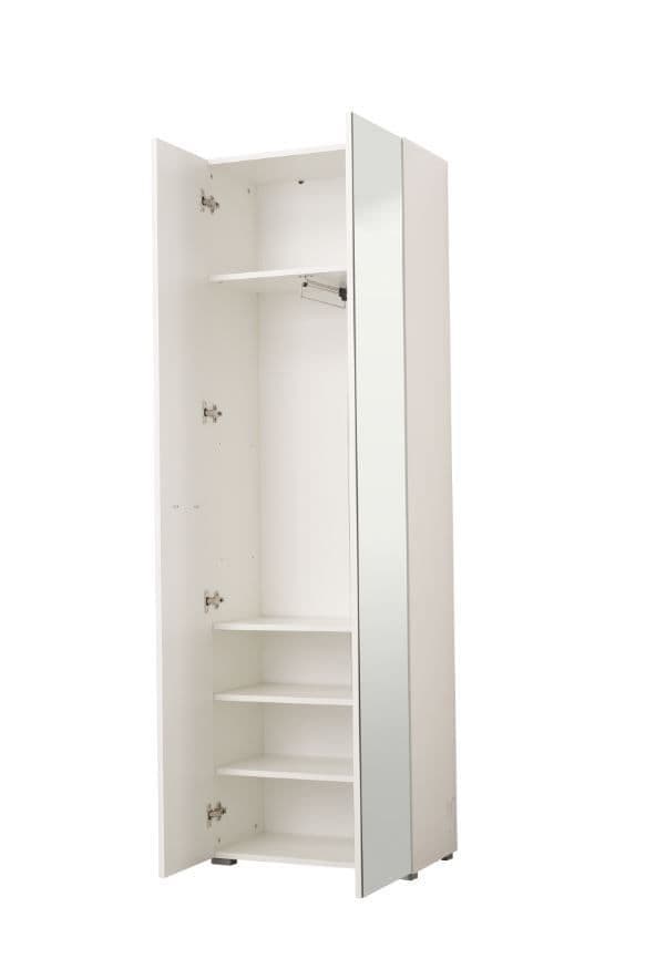 Helos White Mirrored Wardrobe - Narrow