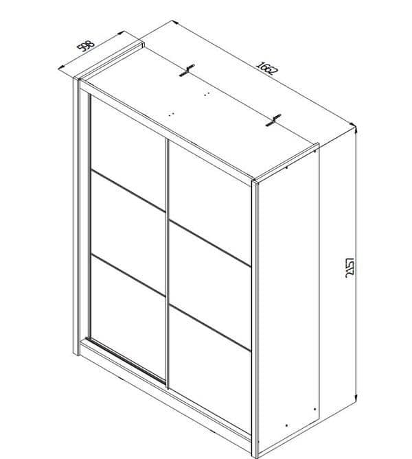 Alor Oak Sliding Wardrobe - 166cm