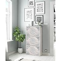 Ulur Grey & White Shoe Cabinet - 18 Pair