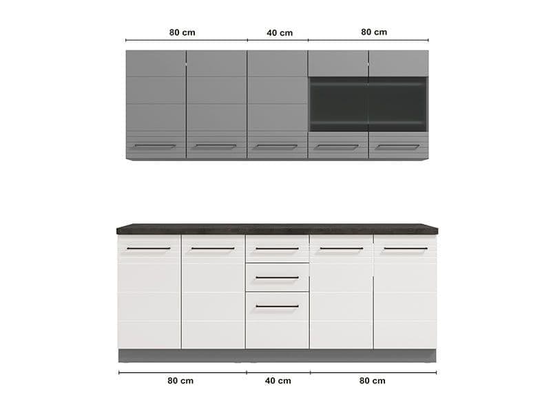 Garus White & Grey Kitchen Unit - Gloss Finish