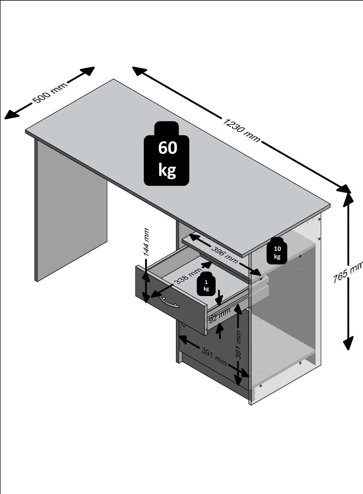 Belal Grey & White Desk - Modern Office