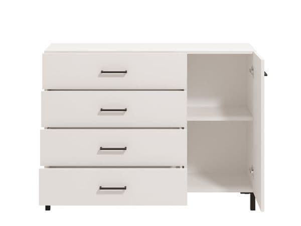 Beleo White Sideboard - 1 Door, 4 Drawer