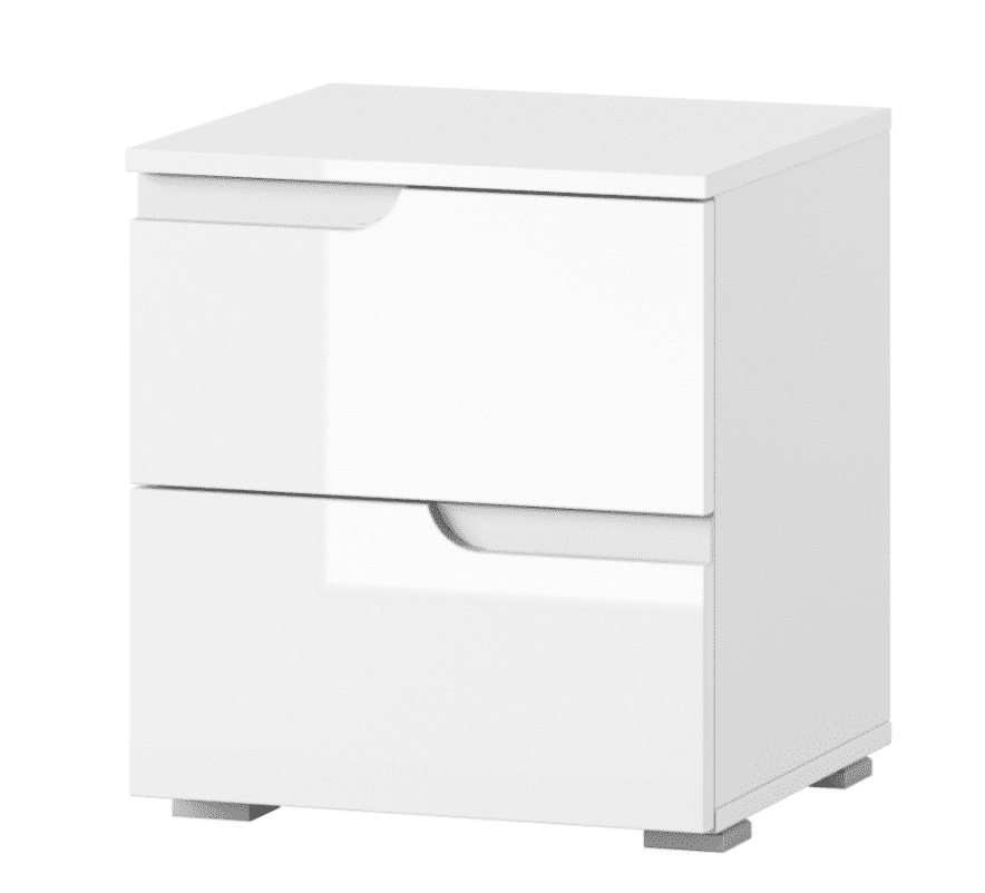 Mareo White Bedside Table - 2 Drawer
