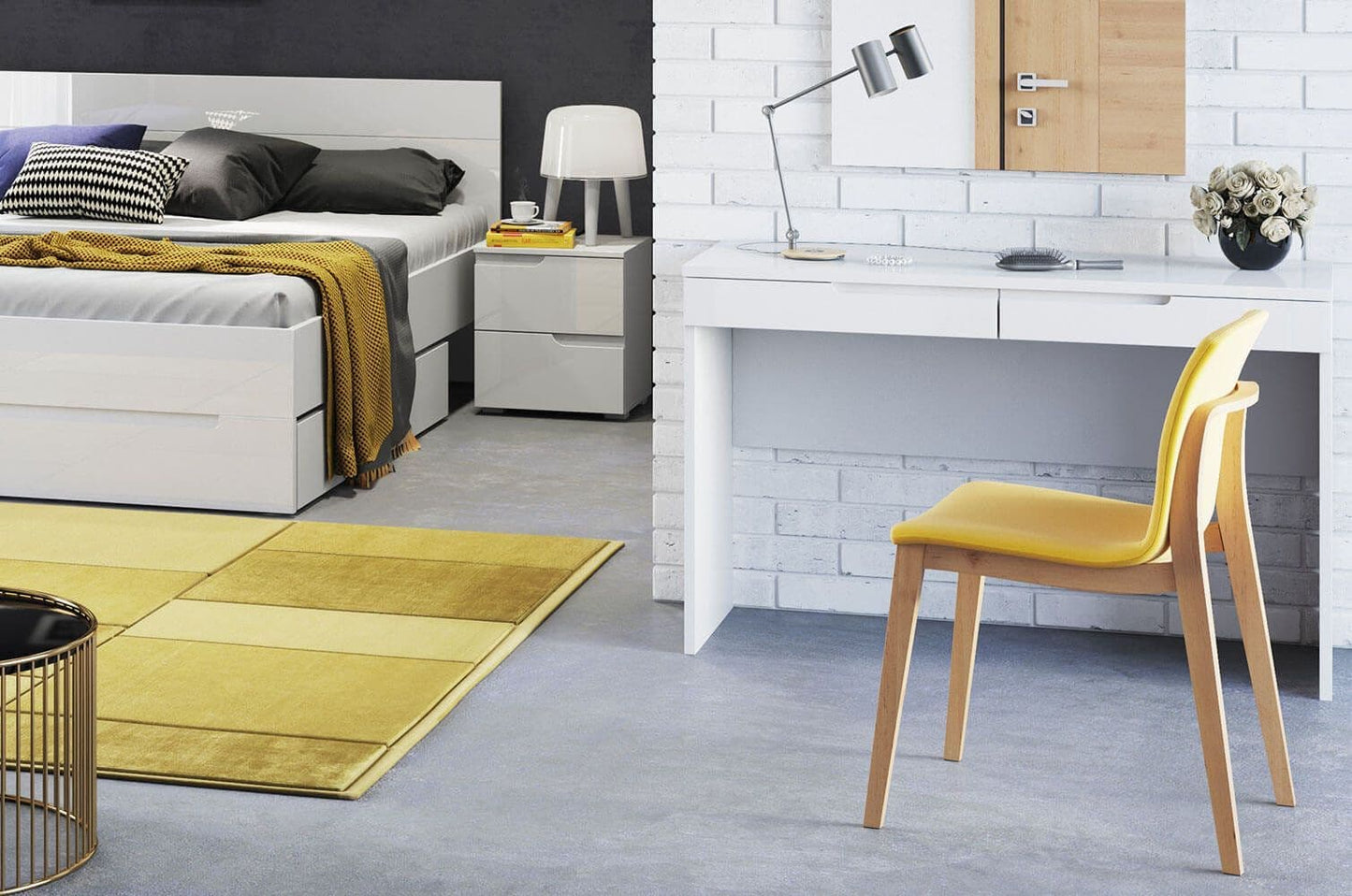 Marus White Dressing Table - 2 Drawer