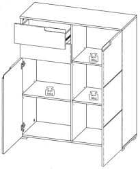 Daros White Sideboard - 2 Door, Tall