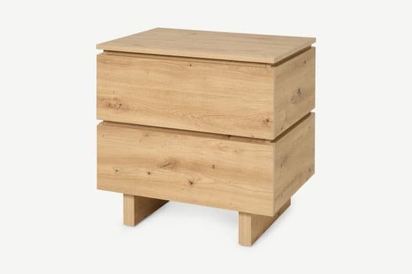 Ilin Oak Bedside Table - 2 Drawer