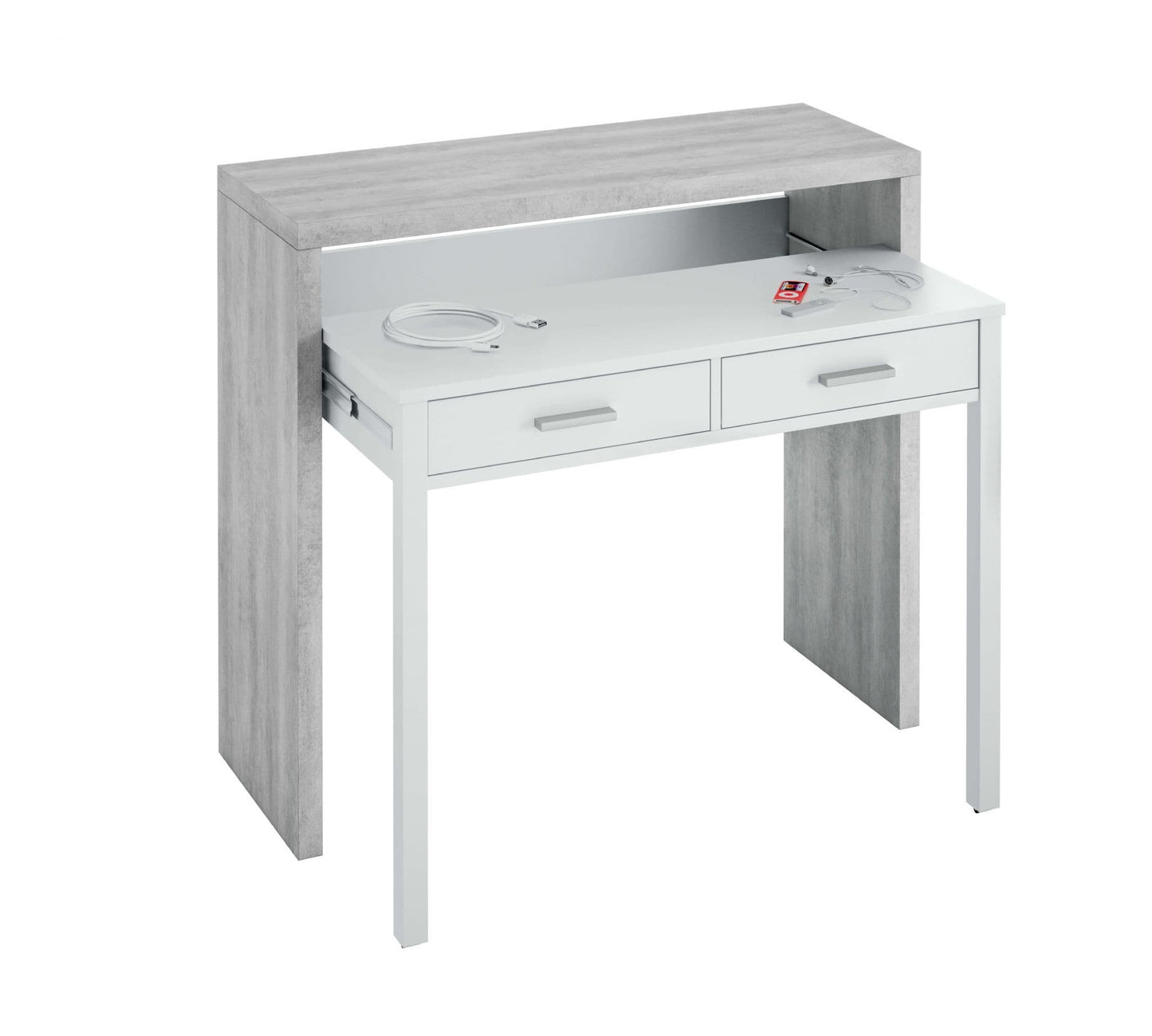 Voris Grey & White Desk - Modern Office