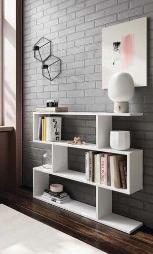 Zoril White Short Bookcase - Gloss Finish