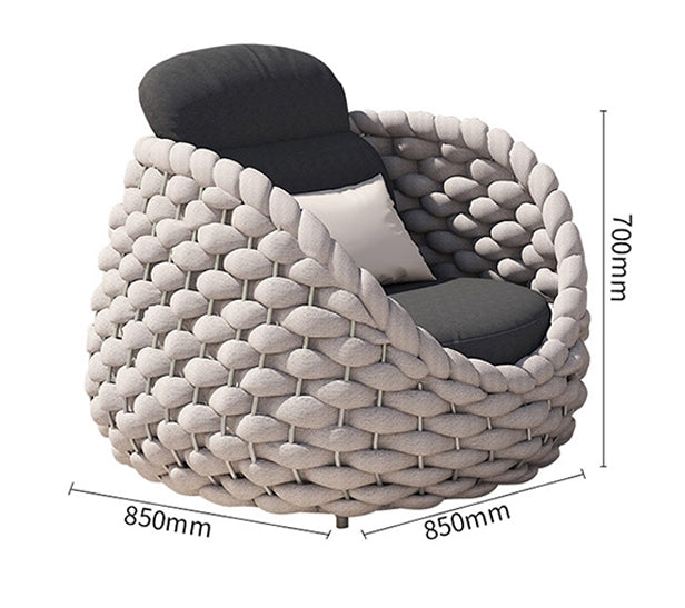Marbella Textilene Rope Woven Outdoor Sofa Set, Grey-Weilai Concept