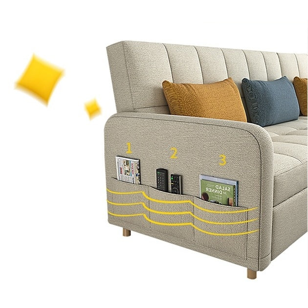 ML203 Three Seater Sofa Bed, L Shape Sofa Bed With Storage, Linen