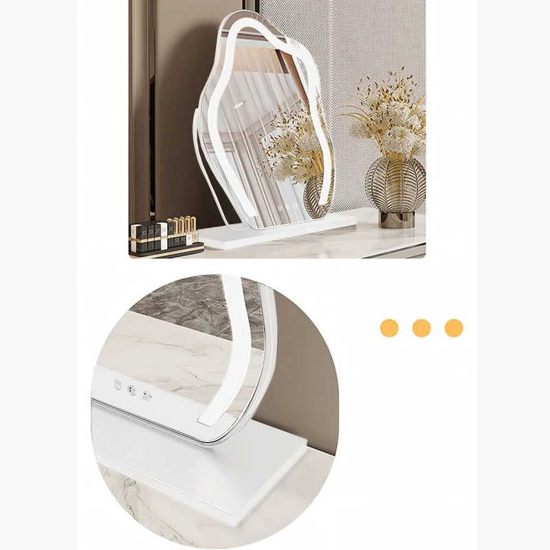 Dobson Dressing Table With LED Mirror, Cream Grey