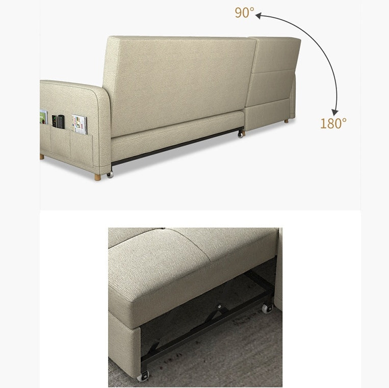 ML203 Three Seater Sofa Bed, L Shape Sofa Bed With Storage, Linen