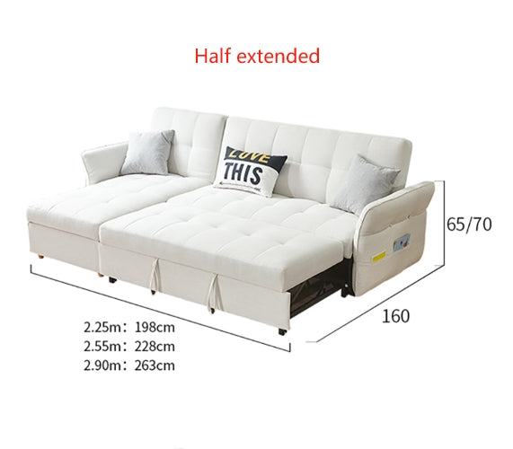 SB162 Three Seater Corner Sofa Bed, White