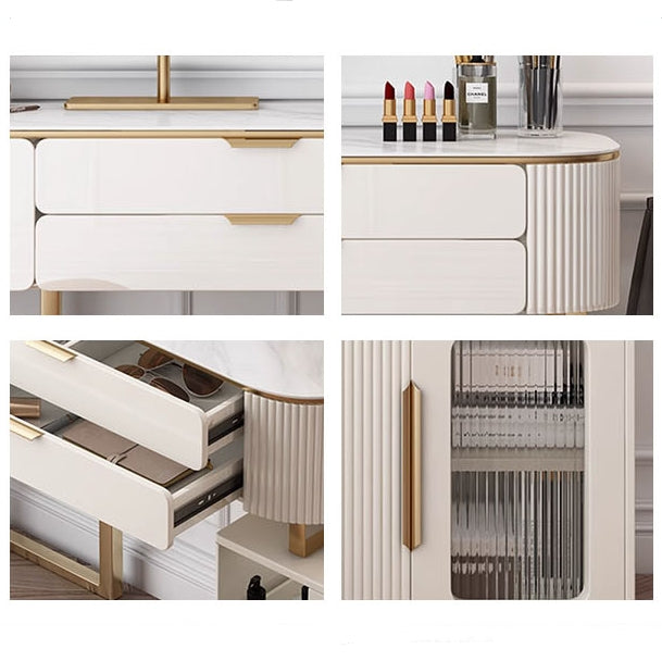 Hines Dressing Table with Mirror, Cream