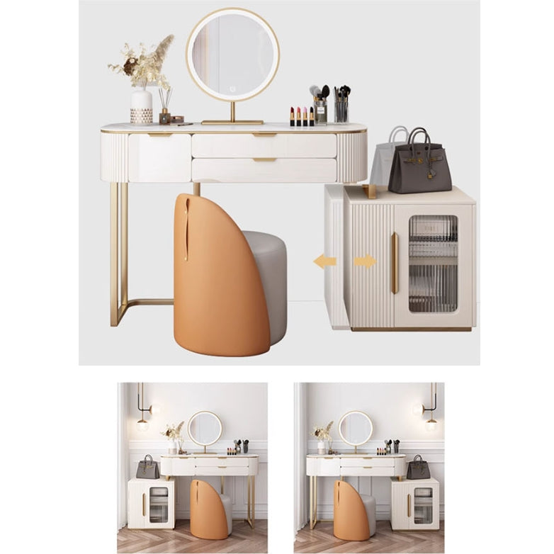 Hines Dressing Table with Mirror, Cream