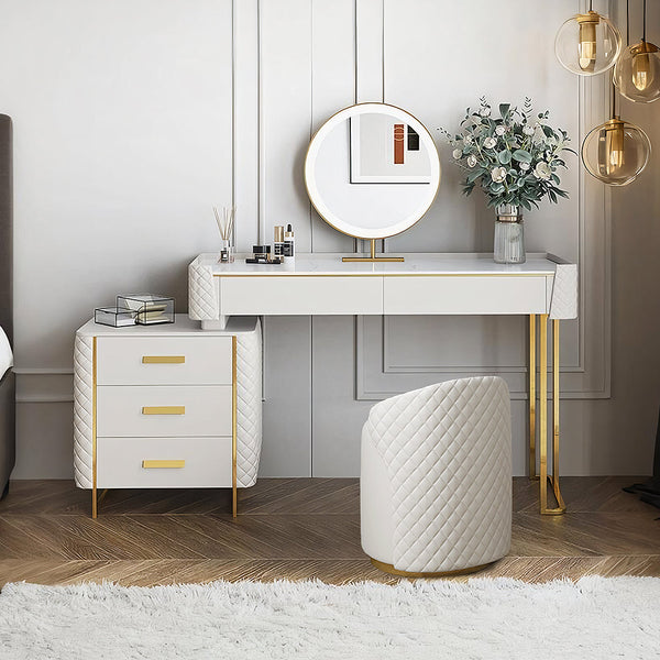 Duran Dressing Table With LED Mirror, Cream
