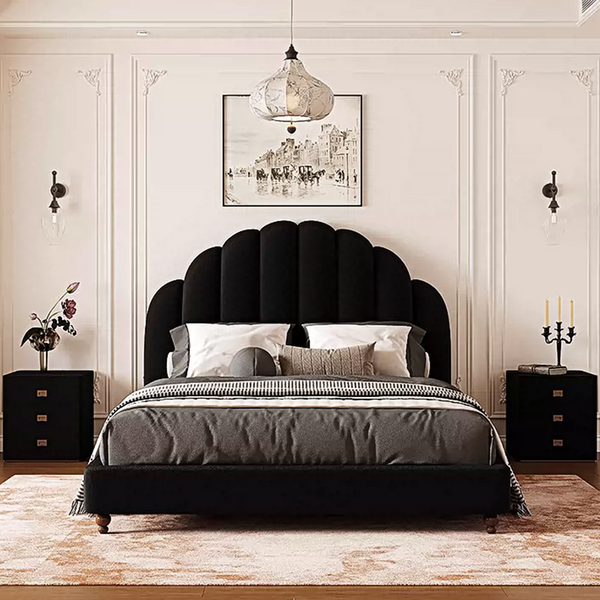 Cassian Small Double Bed, King Size Bed, Flannelette-Weilai Concept