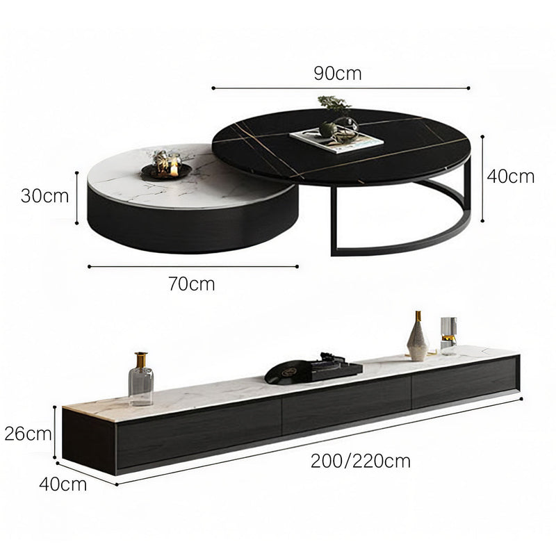 Kahoo Nesting Coffee Table, TV Stand, Sintered Stone