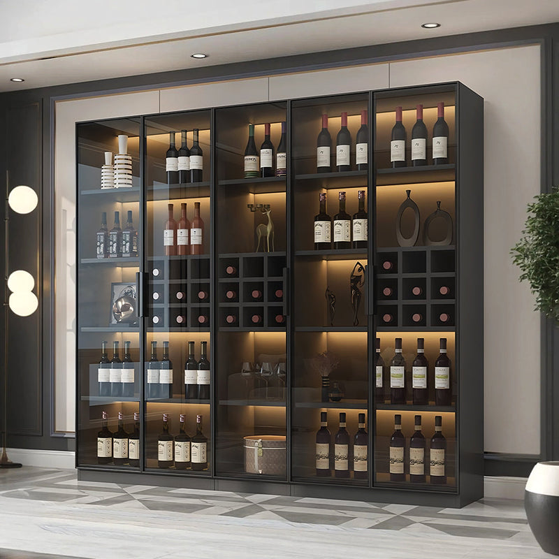 Hampshire I Wine Cabinet, Wine Storage With Glass Doors & Lights