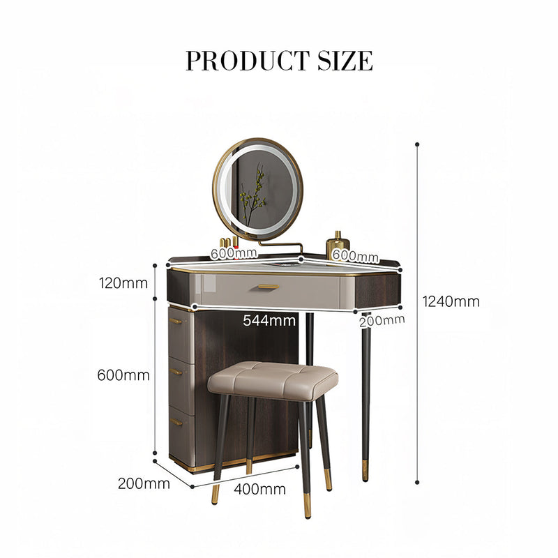Amigo Small Corner Dressing Table, Slimline Dressing Table, With LED Mirror