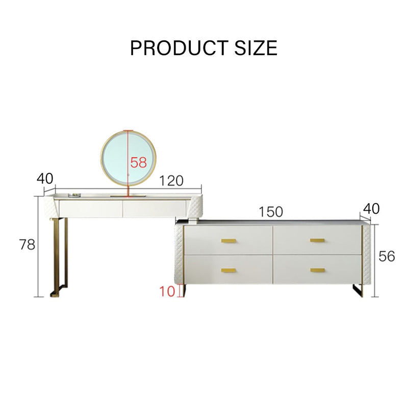 Duran Dressing Table With LED Mirror, Cream