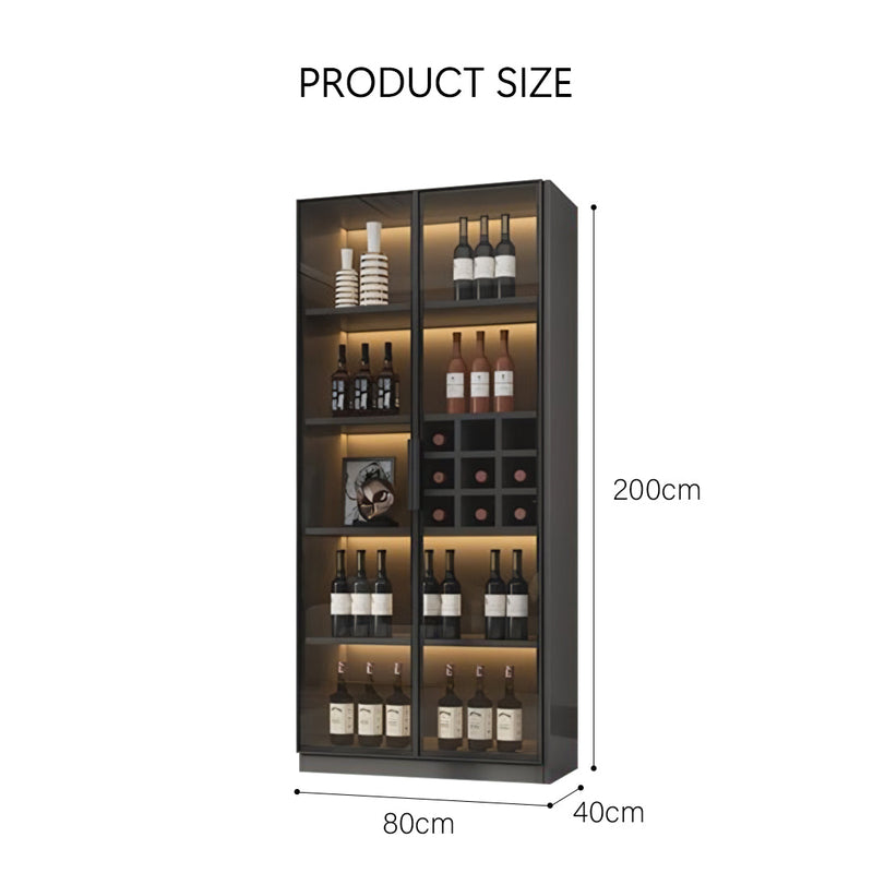 Hampshire I Wine Cabinet, Wine Storage With Glass Doors & Lights
