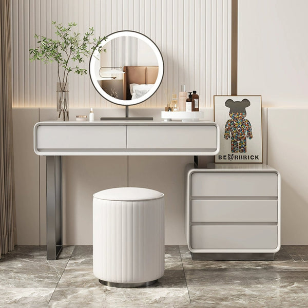Dobson Dressing Table With LED Mirror, Cream Grey