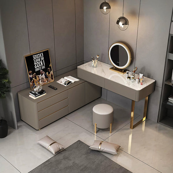 Dempsey Dressing Table With Sideboard, Extendable, Corner Dressing Table
