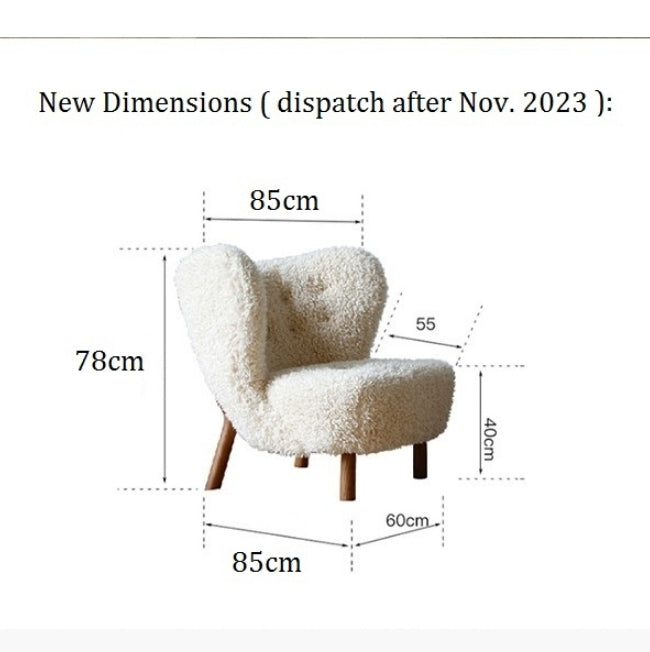 Fitz Lounge Chair, Long Hair, White Boucle
