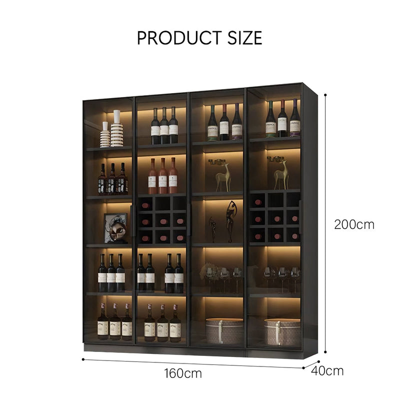 Hampshire I Wine Cabinet, Wine Storage With Glass Doors & Lights