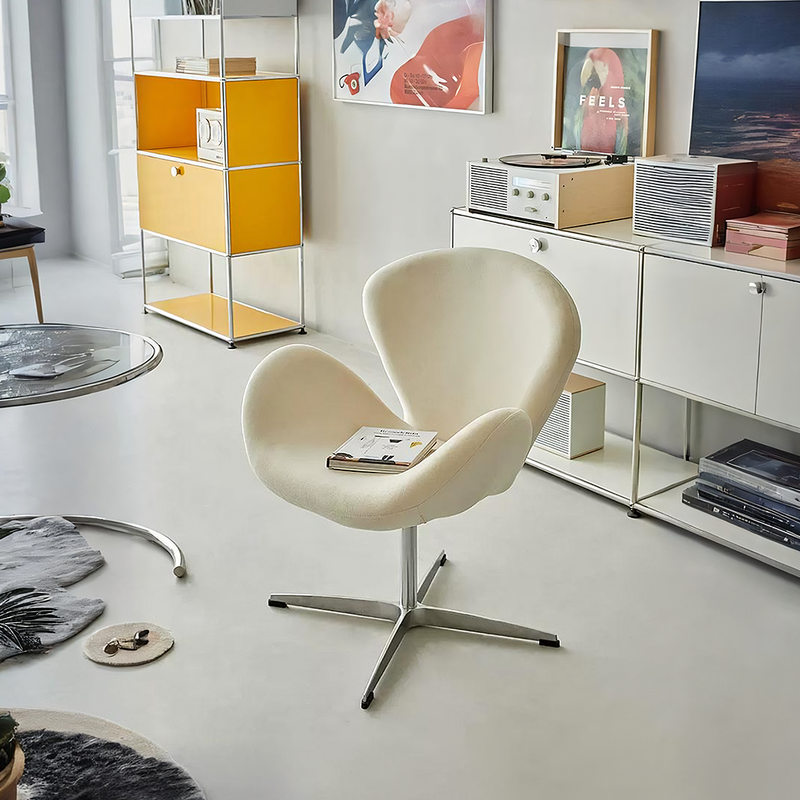 Tane Swivel Office Chair, Cream Flannelette