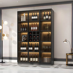 Hampshire I Wine Cabinet, Wine Storage With Glass Doors & Lights
