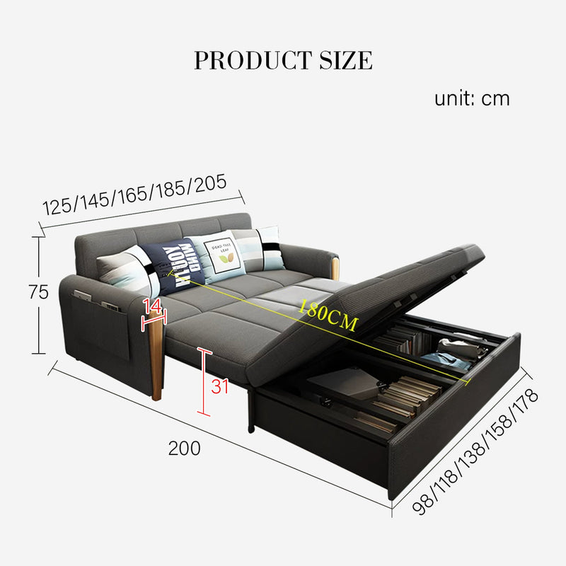 Mavis Two Seater Sofa Bed, Dark Grey